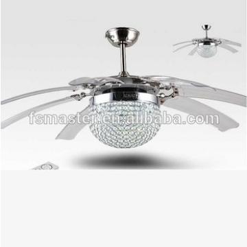 new arrival hidden blades luxury crystal ceiling 42 inch fan with LED