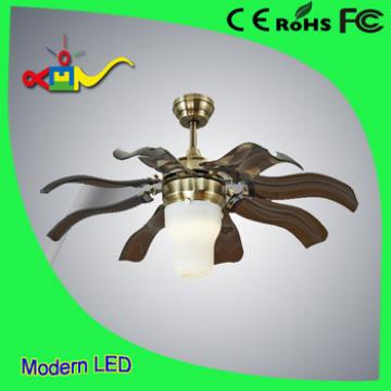 shenzhen modern ligthing 42 inch Crystal remote control hidden blades Ceiling fan with led light