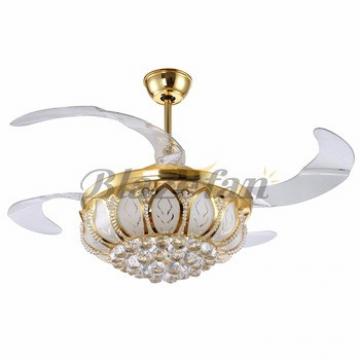 42 inch ceiling fan with hidden blades with LED light 4pcs ABS plastic blade 153*18 moter matt sliver or gold