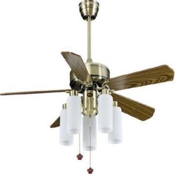 52 inch modern design economy timber blade ceiling fan with light pull cord control