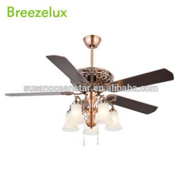 Low Price wooden blades rose gold ceiling fan with light modern 52inch