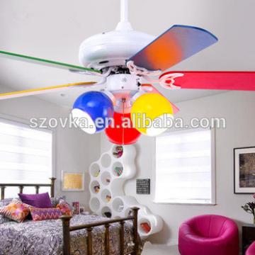 110V 42 inch cute colorful children&#39;s bedroom decorative wooden ceiling fan with lights