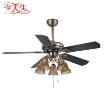 Guzhen Lighting Market Classic Pull Rope 48&quot; Wood Blades 5 Blades 220V Dc Motor Ceiling Fan With Indoor Ceiling Lamp
