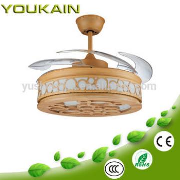 360 series retractable blades fancy fan with wooden-frame
