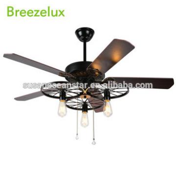 Antique natural dimmable 5 solid wood blades ceiling fans with led lights