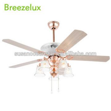Popular style no noise wood blade rose gold 52 inch ceiling fan light