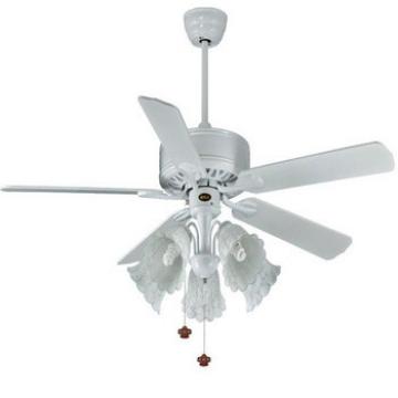 52" white color wood blade ceiling fan light with pull cord control CE approved
