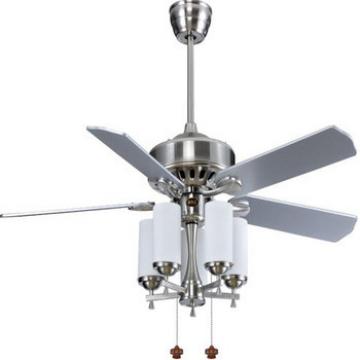 52&quot; brushed nickel finish wood blade ceiling fan with light pull cord control CE approved