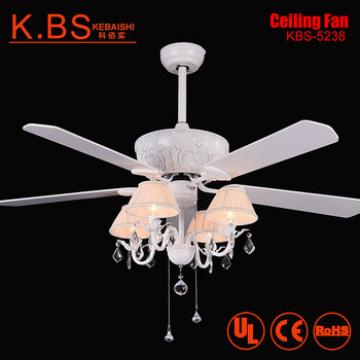 Fancy Crystal Pendant White Blade Suspension Lighting Ceiling Fan With Light
