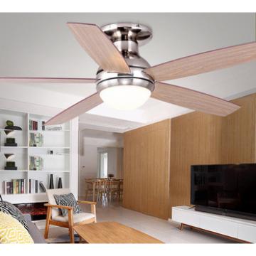 52 inch 2018 new design DC/AC motor ceiling fan with 5 wood blades and single light kit with remote control