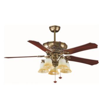 52 inch AC motor flush mounted ceiling fan with light pull cord control CE approved