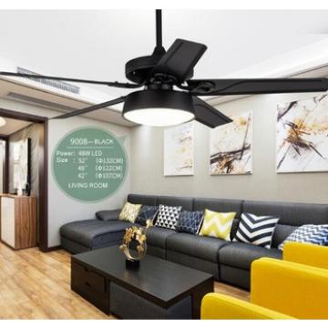 52 inch consumption flush mount black iron blade ceiling fan with led light indoor&amp;out door use