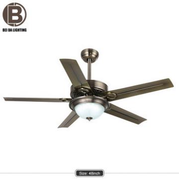 48 Inch Flush Mount Ceiling Fan with Light Kit Red copper+Remote Control