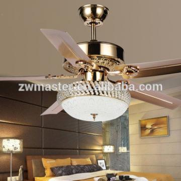 Modern 5 reversible blades crystal glass frosted remote control home ceiling fan