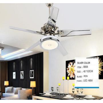 High quality iron blade silver modern decorative ceiling fan with LED lights