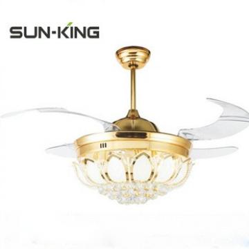 Crystal stalth modern style fancy led ceiling lamp bedroom dining room remote control led fans light