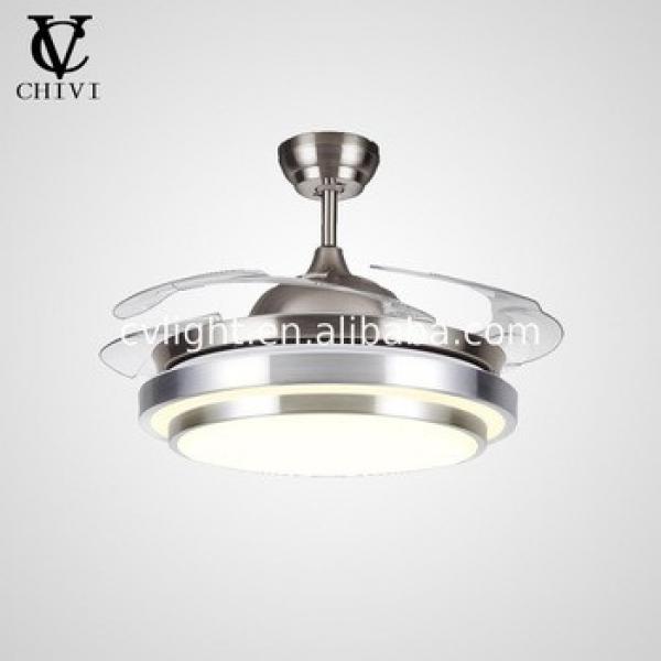 2018 New design good quality hidden blades ceiling fan lamp french with remote control fancy led light