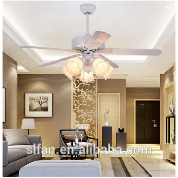 52&quot; wood blade ceiling fan with lights pull cord control AC DC 110-220V energy saving