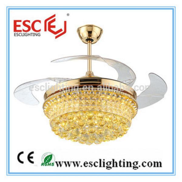 Luxurious K9 Crystal ceiling fan lamp ceiling fan with hidden blades ceiling fan for dining