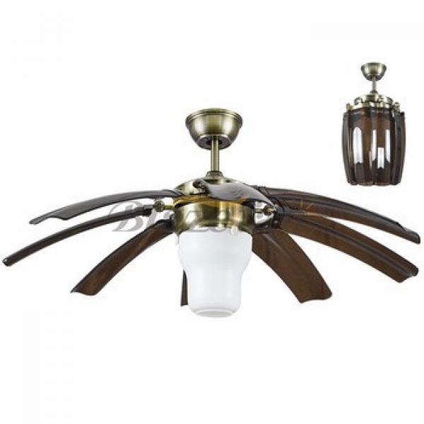 42 inch ceiling fan with hidden blades E27 LED light 8pcs ABS plastic blade 188*12 moter 42-2016