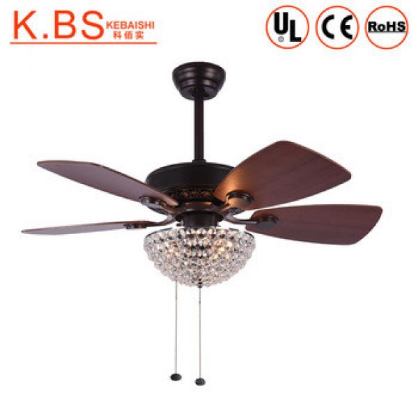 Decorative 36 inch Rope Control Crystal Ceiling Fans With Light