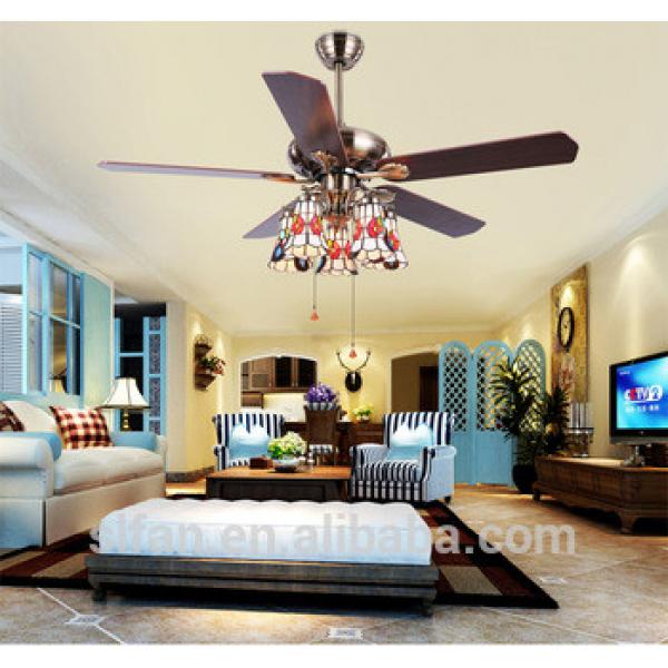 52 inch classical arts ceiling fan e27 light with 5 pieces wood blades reversible by rope control AC pure copper motor