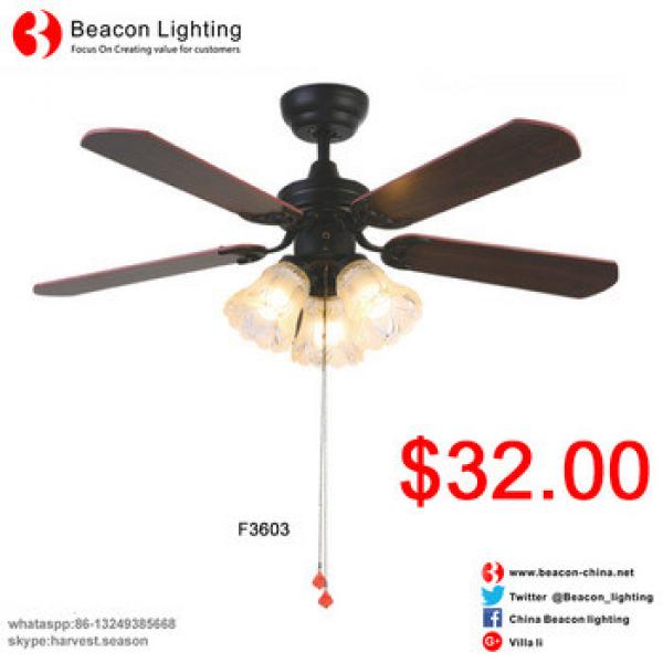 good quality low price 36&quot; Revue Brushed wood fan blade glass shade e27 Ceiling Fan lamp Wholesale Factory price