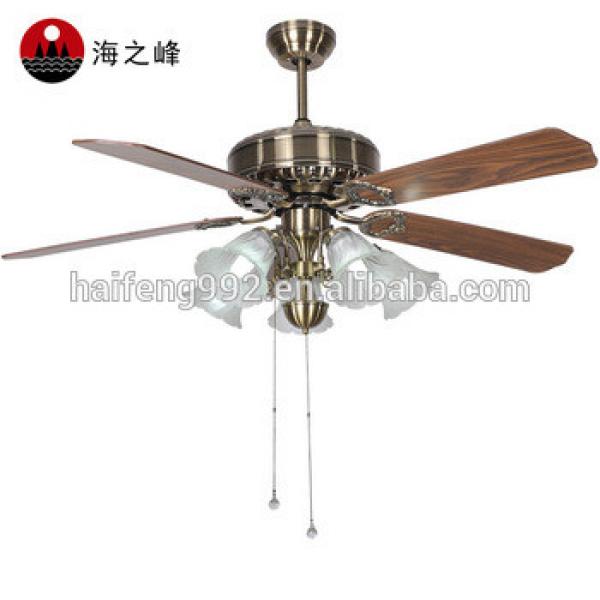 zhongshan 52 inch bronze color wooden fan blade ceiling fans with 5 lights