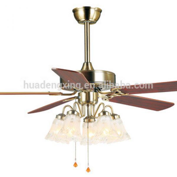 48&quot; decorative ceiling fan with wood blades and 5 E27 LED light bulbs