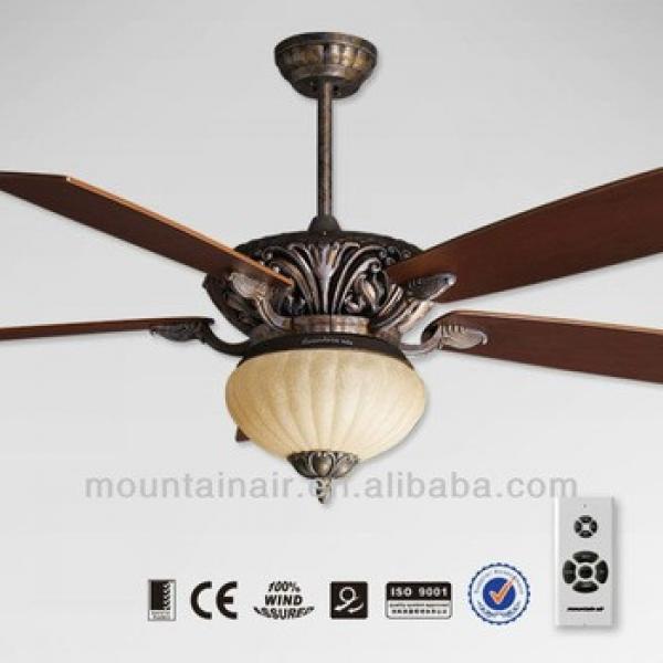 Metal Housing wood blade Ceiling Fan With Light