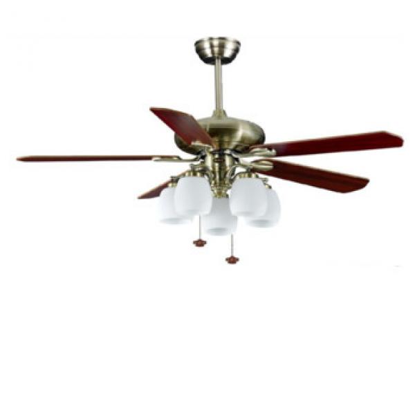 52 inch bronze finish ceiling fan light with 5 pieces wood blade by pull cord control