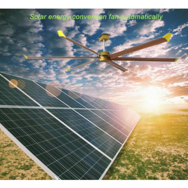 Solar automatic 4.2meters industrial hvls ceiling fan with brushless dc motor