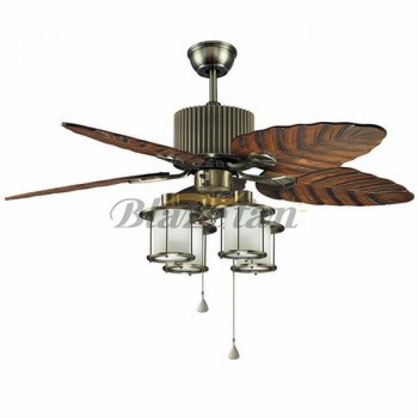 48 inch Remote control decorative ceiling fan with e27*4 lights 5 Natural wood blade 188*12 moter 48-1402