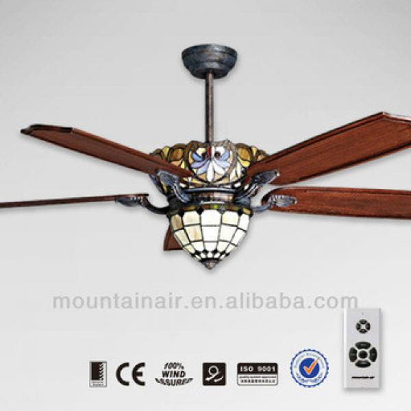 Tiffany real wood blade Remote control Ceiling Fan