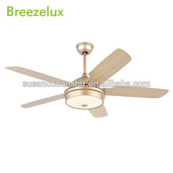 Low noise Home decoration champagne gold Remote control 52 inch wood blades ceiling Fan light