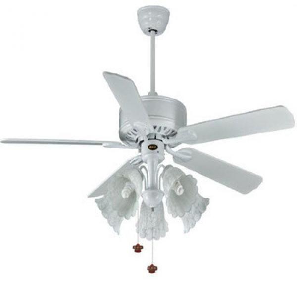52&quot; white color wood blade ceiling fan light with pull cord control CE approved