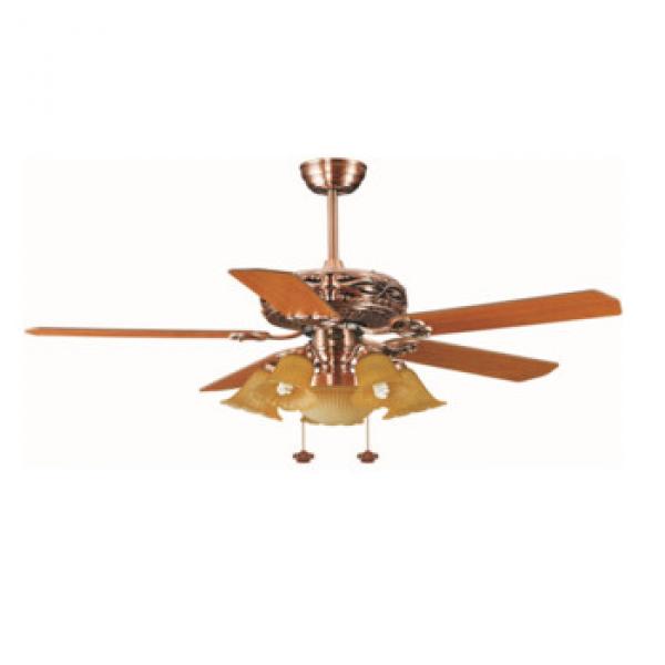 classis design decorative ceiling fan with light and used AC/DC 12 V motor wall control