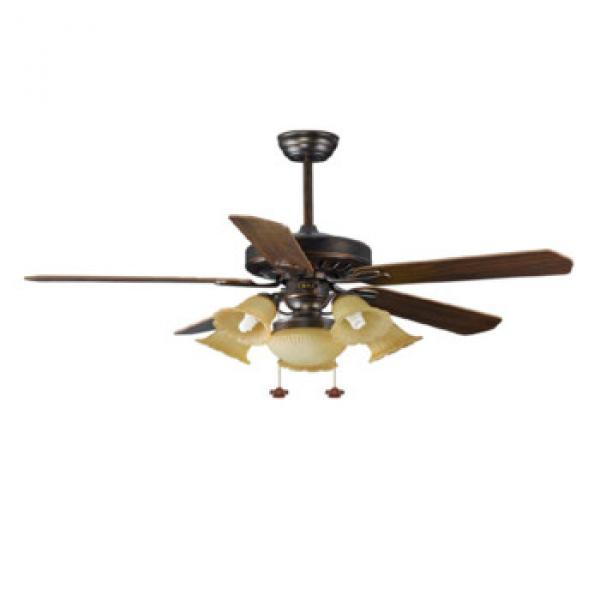 American style luxury design ceiling fan with lights 5 pieces wood blade remote control