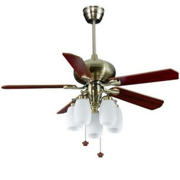 52 inch ceiling fan light in brushed nickel finish with 5 pieces reversible wood blades,suitable for European markets