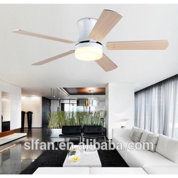 52 inch low profile giant ceiling fan with led light kit and wood blades remote control for Spain market