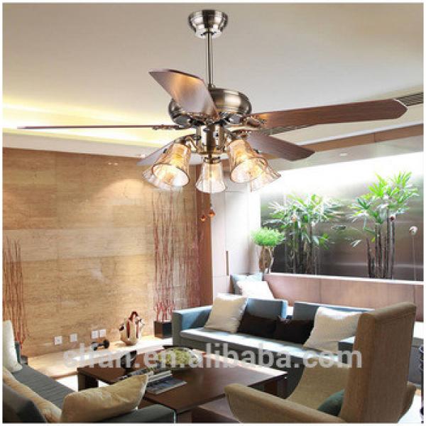 52 inch ceiling fan with 5 pieces poly wood blade and glass cup E27*5 light,CE,UL approves