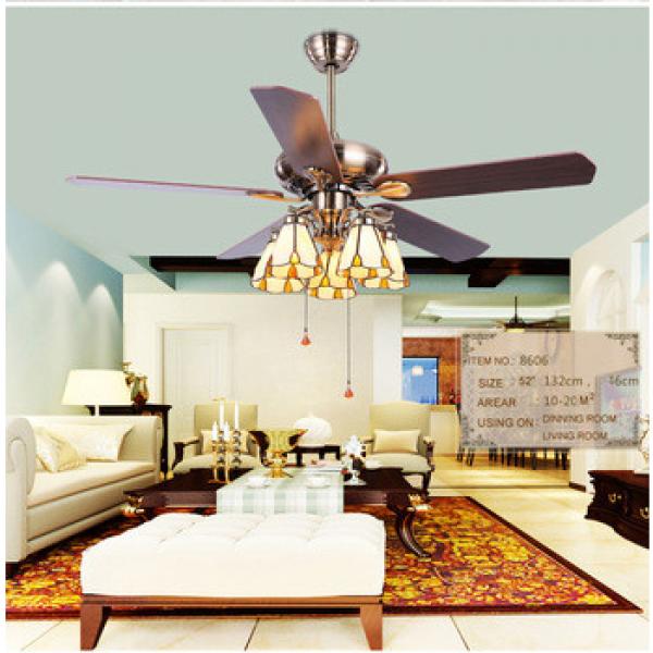 52 inch ceiling fan with 5 pieces timber blades and glass cup led light,CE,UL approves