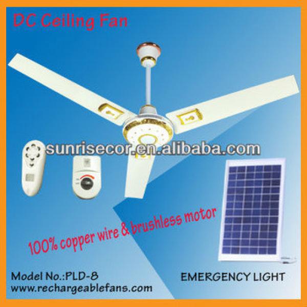 Solar DC Ceiling Fan with Bright LED Light