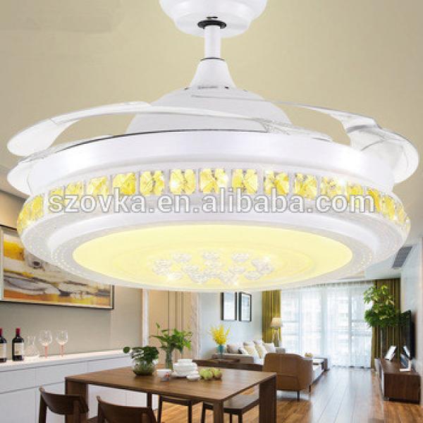 220V contemporary 42 inch remote control LED invisible blade ceiling fan light for restaurant