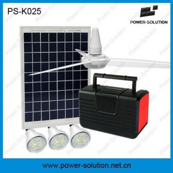 Solar light system with ceiling fan and USB mobile charger for home